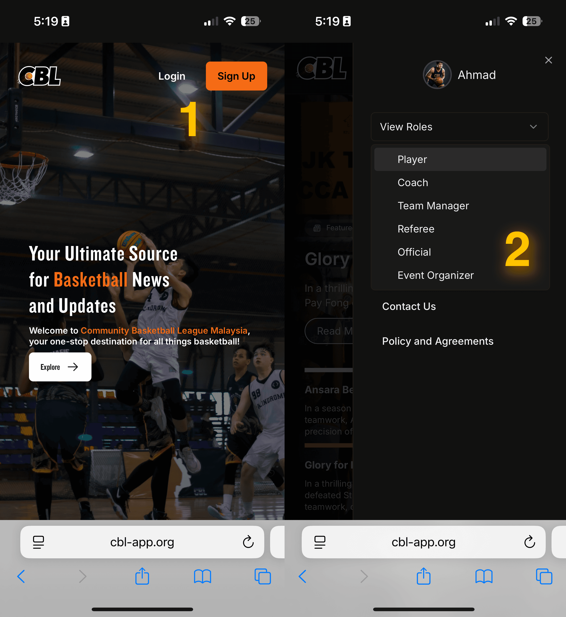 Navigate to Referee Registration